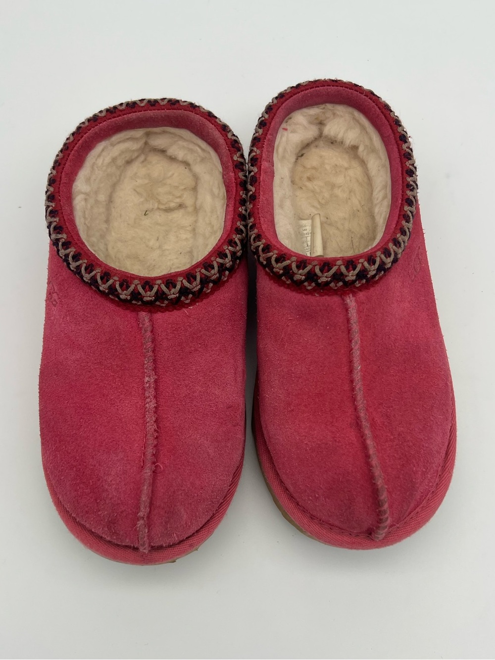 UGG Tasman kids girls size 1 Suede Slip-On Shearling Clogs mules pink leather - Picture 8 of 10